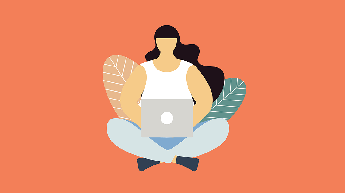Animation of a woman on laptop